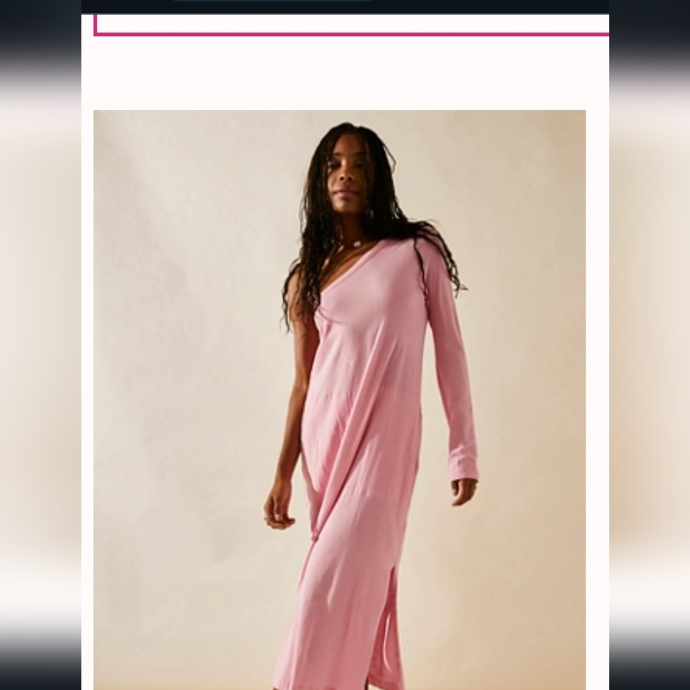 Free People Pink One Sleeve Midi, size Large